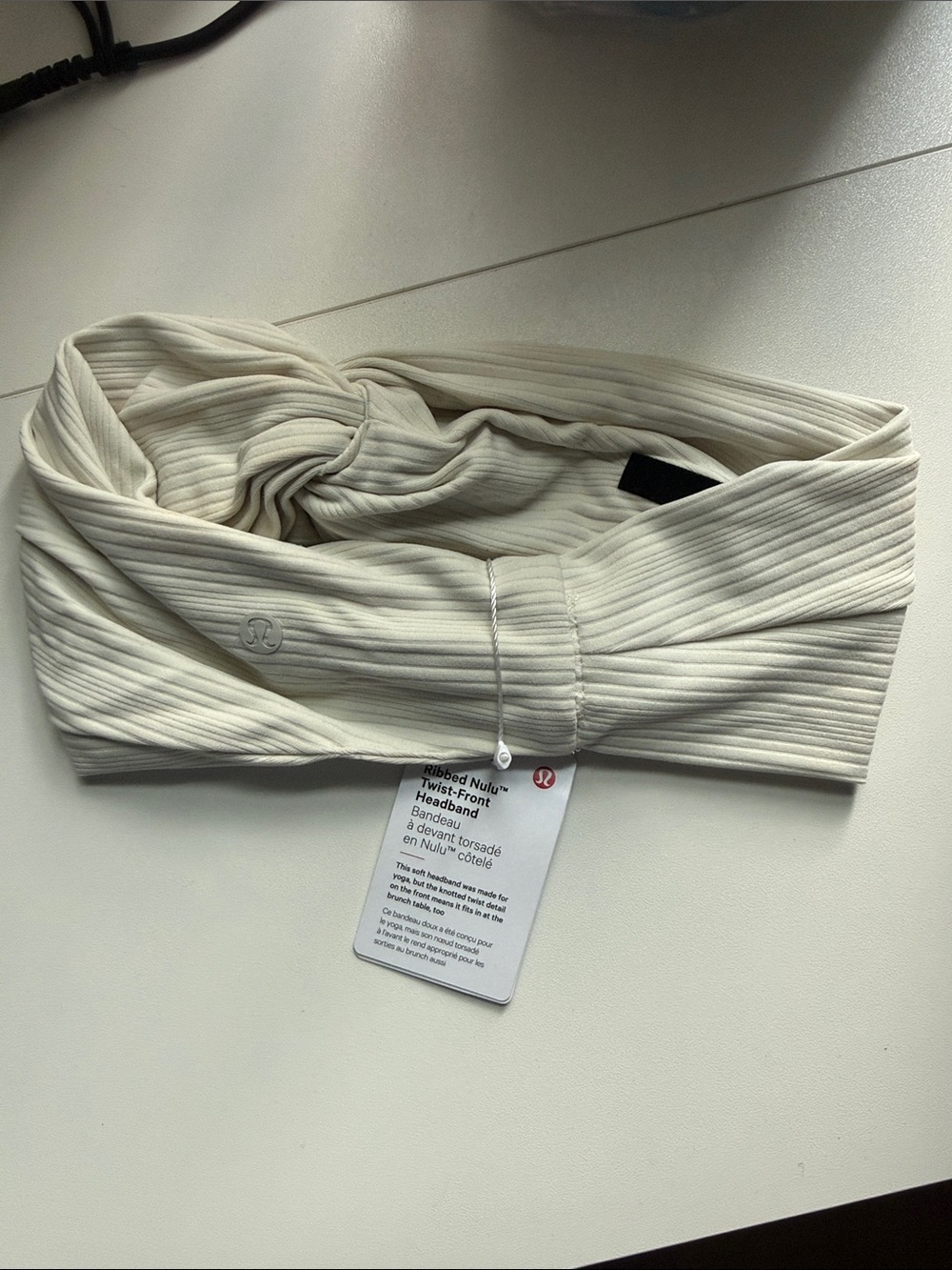 lululemon athletica Ribbed Twist Headband in Off-White/Cream